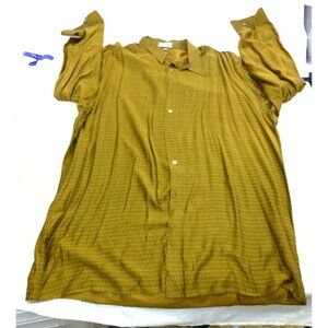 Giorgio Danieli Mens 2XLT Shirt Made In Italy Gold Geometric Pattern Long Sleeve